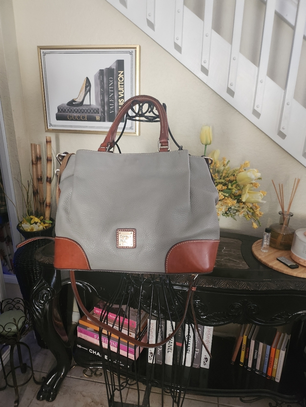 Dooney & Bourke Brenna satchel in elephant gray pebble leather
